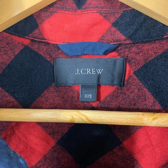 J. Crew Shirt Womens XXS Red Black Buffalo Plaid Wool Blend Flannel (Read ) - Picture 5 of 13